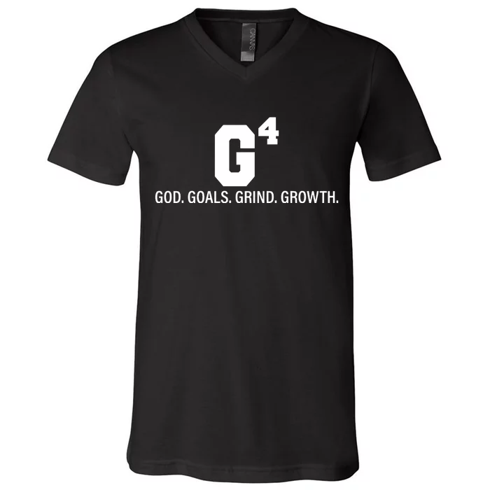 God Goals Grind Growth V-Neck T-Shirt