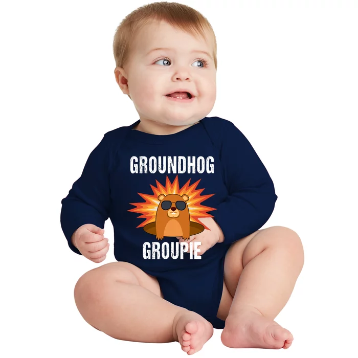 Groundhog Groupie Groundhog Day Party Baby Long Sleeve Bodysuit