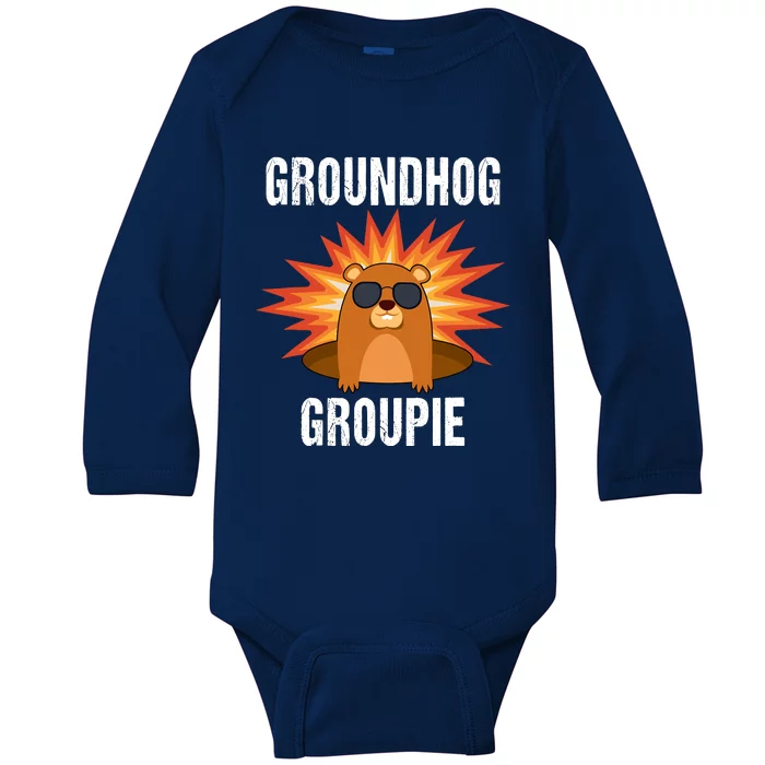 Groundhog Groupie Groundhog Day Party Baby Long Sleeve Bodysuit