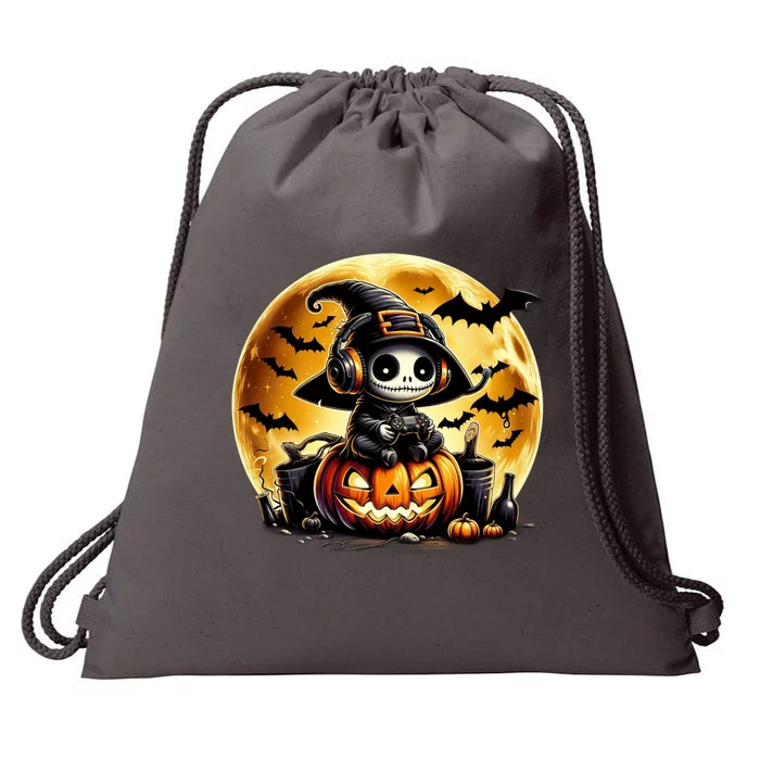 Ghost Gamer Gaming Controller Halloween Gamer Ghost Meaningful Gift Drawstring Bag