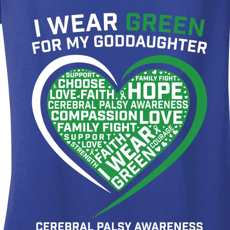 Godmother Godmom Godfather Funny Gift Goddaughter Cerebral Palsy Gift Women's V-Neck T-Shirt