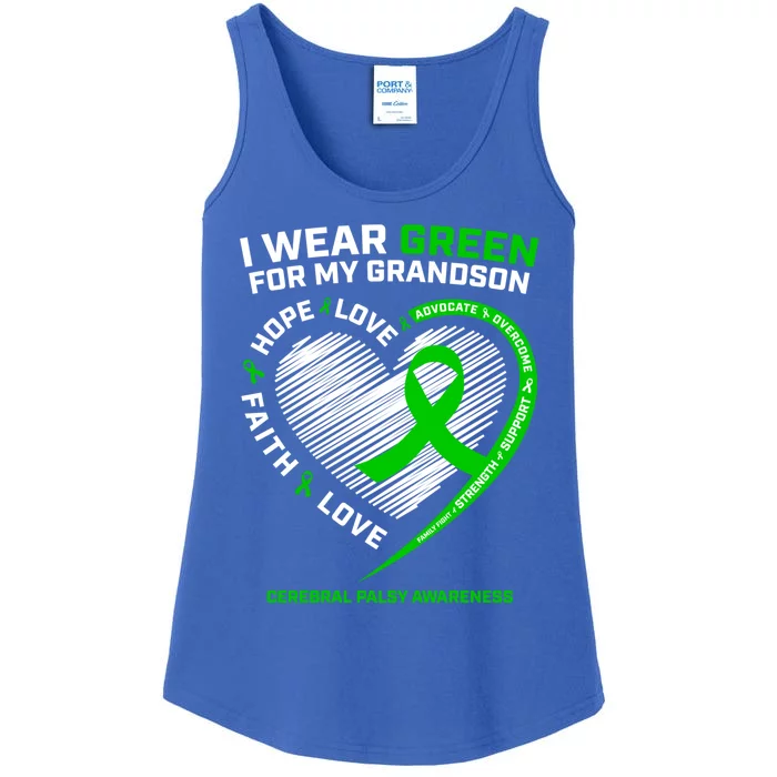 Grandma Grandpa Gift Green Grandson Cerebral Palsy Awareness Meaningful Gift Ladies Essential Tank