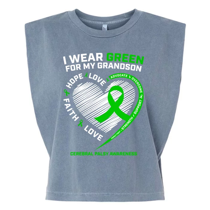 Grandma Grandpa Gift Green Grandson Cerebral Palsy Awareness Meaningful Gift Garment-Dyed Women's Muscle Tee