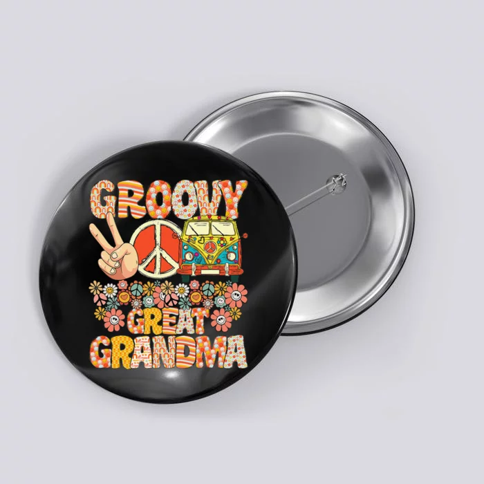 Groovy Great Grandma Retro Matching Family Baby Shower Button