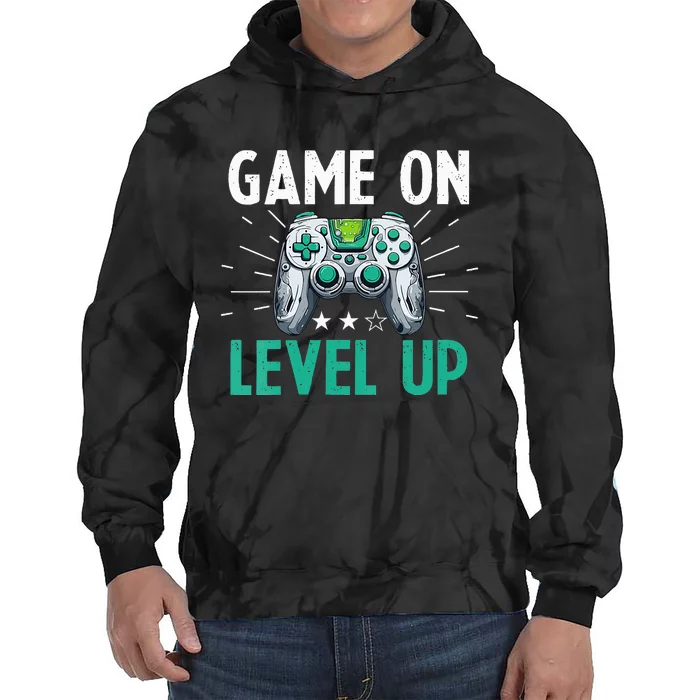 Gamer Gaming Game On Level Up VNeck Tie Dye Hoodie