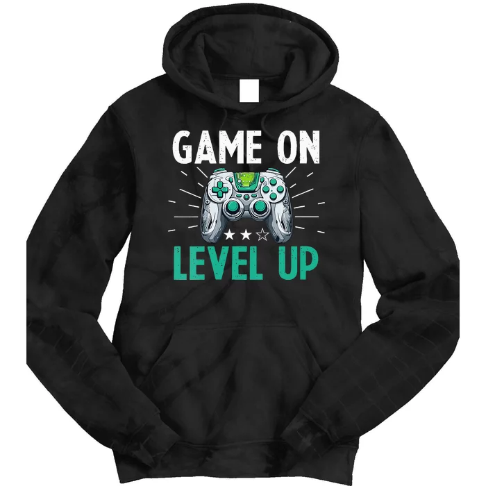 Gamer Gaming Game On Level Up VNeck Tie Dye Hoodie