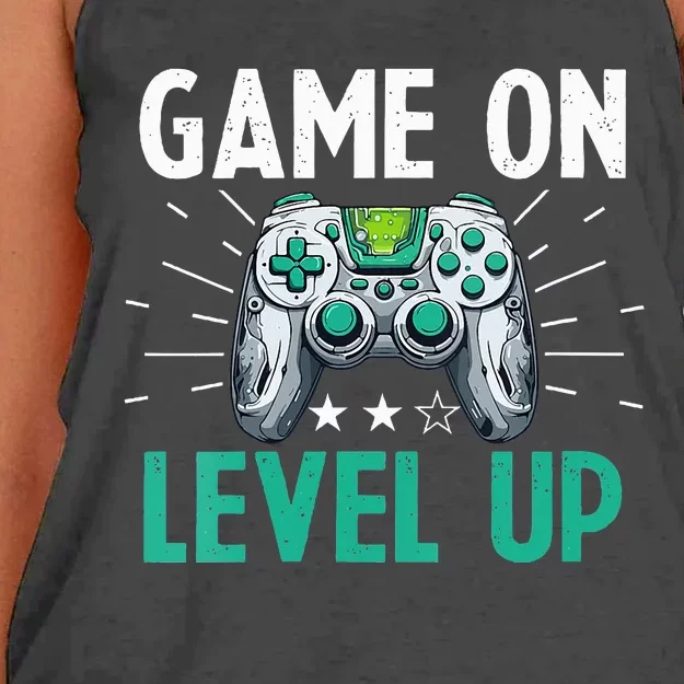 Gamer Gaming Game On Level Up VNeck Women's Knotted Racerback Tank