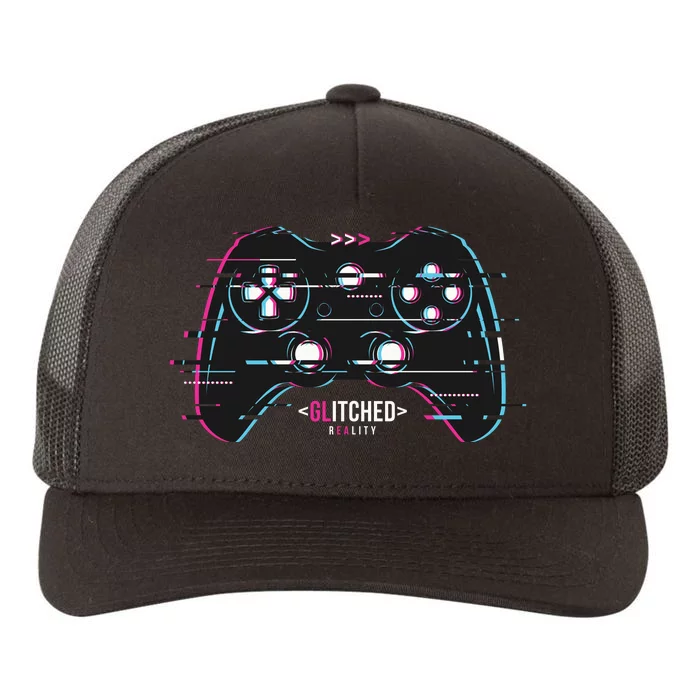 Glitchy Gamepad Gamer Yupoong Adult 5-Panel Trucker Hat