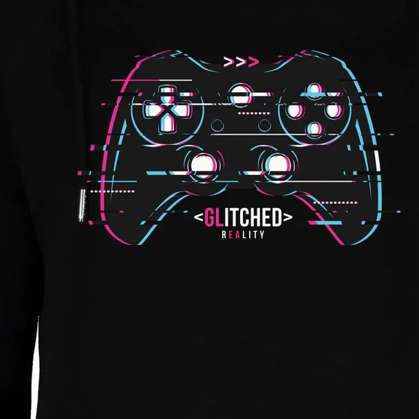 Glitchy Gamepad Gamer Womens Funnel Neck Pullover Hood