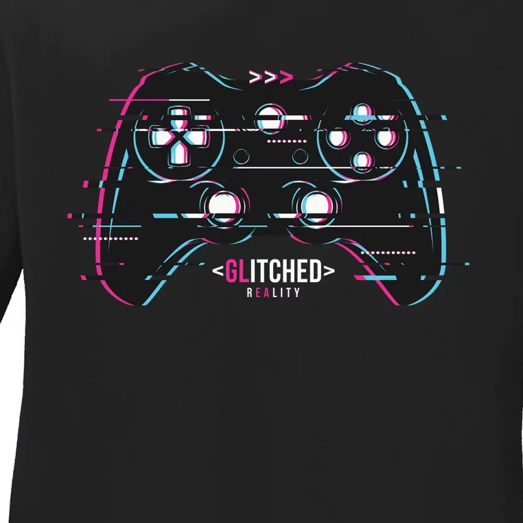 Glitchy Gamepad Gamer Ladies Long Sleeve Shirt