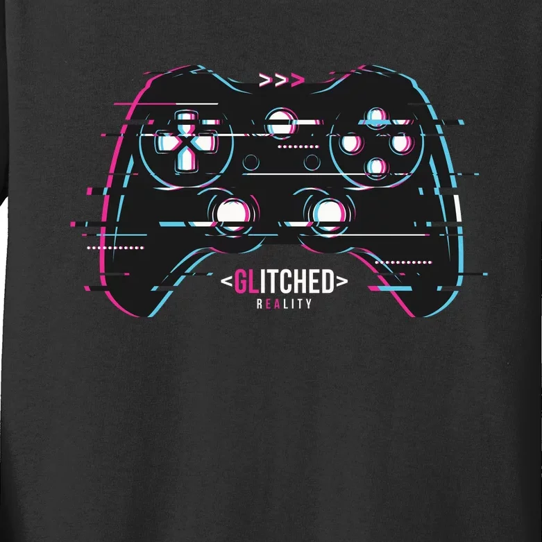 Glitchy Gamepad Gamer Kids Long Sleeve Shirt