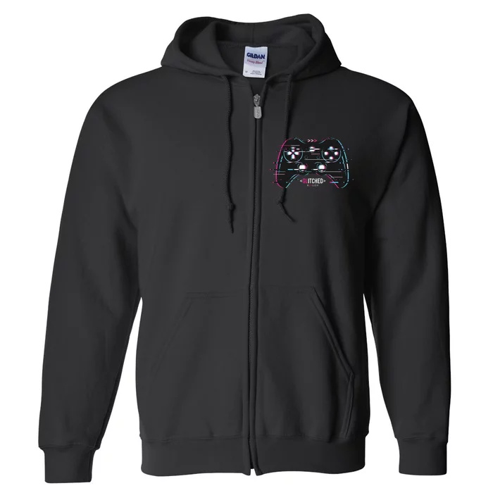 Glitchy Gamepad Gamer Full Zip Hoodie