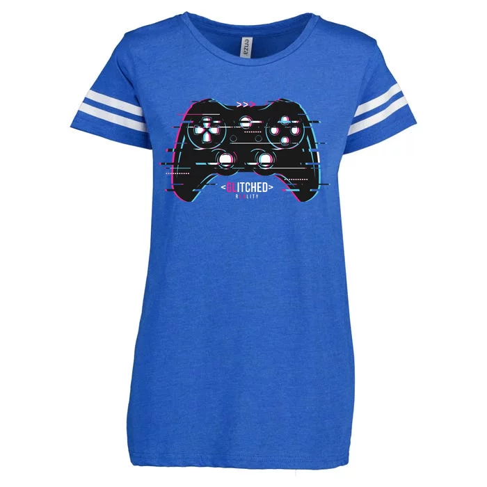 Glitchy Gamepad Gamer Enza Ladies Jersey Football T-Shirt