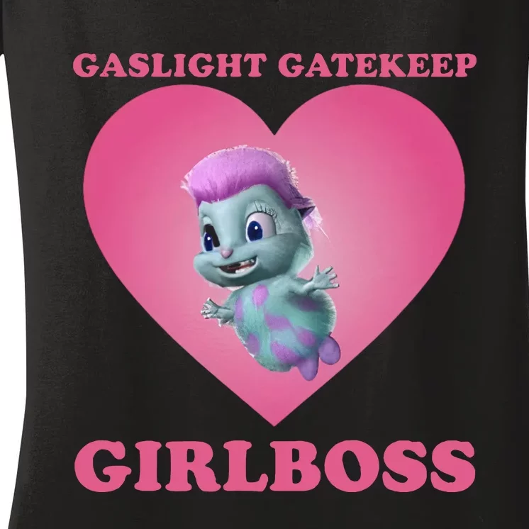 Gaslight Gatekeep Girlboss Bibbles Beliefs Gaslight Gatekeep Girlboss Women's V-Neck T-Shirt