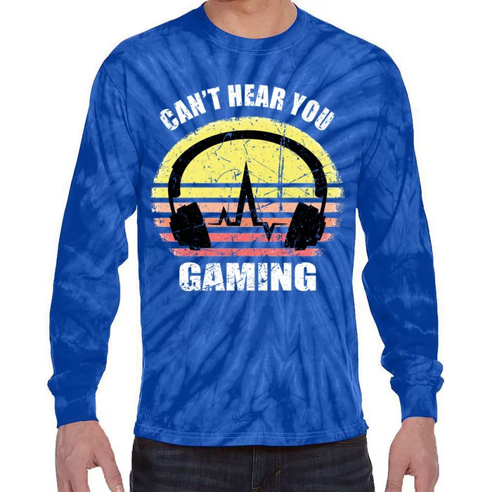 Gamer Gift Headset Funny Can't Hear You I'm Gaming Gift Tie-Dye Long Sleeve Shirt