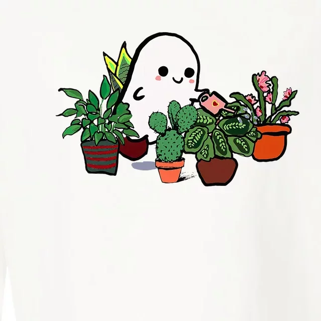 Ghostly Gardening Halloween Cute Ghost Gardening Cropped Pullover Crew