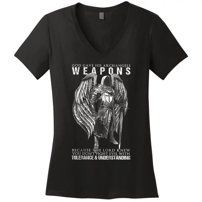 God Gave His Archangels Weapons Women's V-Neck T-Shirt