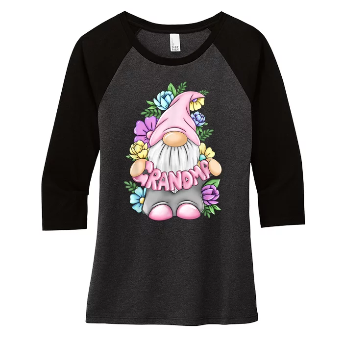 Gnome Grandma Happy Easter Day Art Flower For Mom Gnomies Women's Tri-Blend 3/4-Sleeve Raglan Shirt