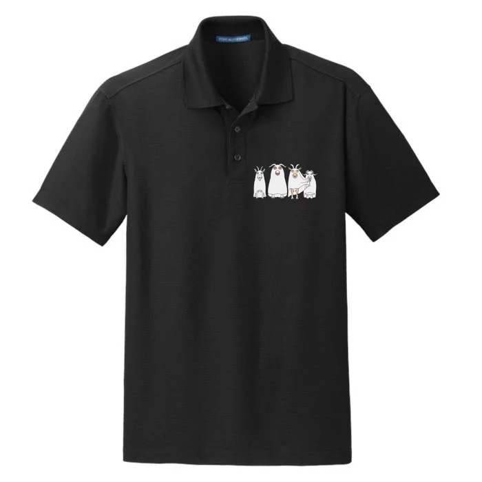 Goat Ghost Halloween Farmer Goat Lover Scary Spooky Season Dry Zone Grid Performance Polo