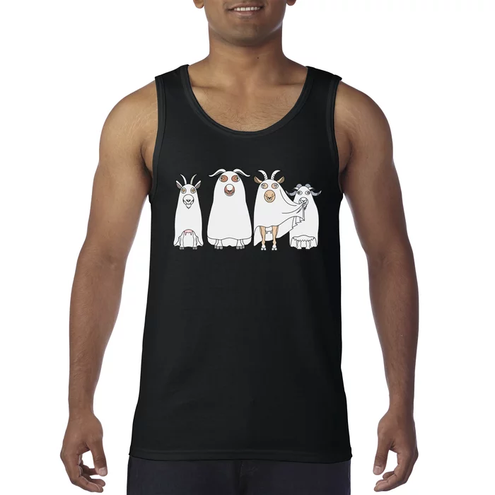 Goat Ghost Halloween Farmer Goat Lover Scary Spooky Season Tank Top