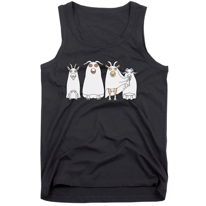 Goat Ghost Halloween Farmer Goat Lover Scary Spooky Season Tank Top