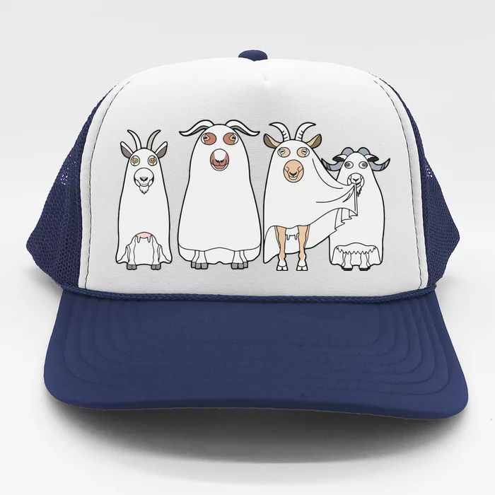 Goat Ghost Halloween Farmer Goat Lover Scary Spooky Season Trucker Hat