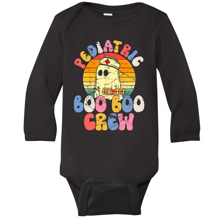 Groovy Ghost Halloween Pediatric RN Nurse Boo Boo Crew Baby Long Sleeve Bodysuit