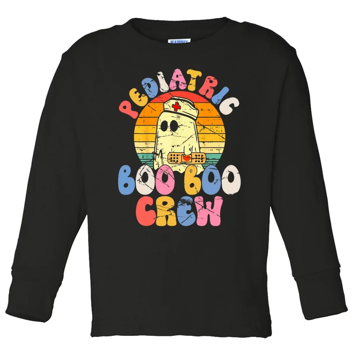 Groovy Ghost Halloween Pediatric RN Nurse Boo Boo Crew Toddler Long Sleeve Shirt