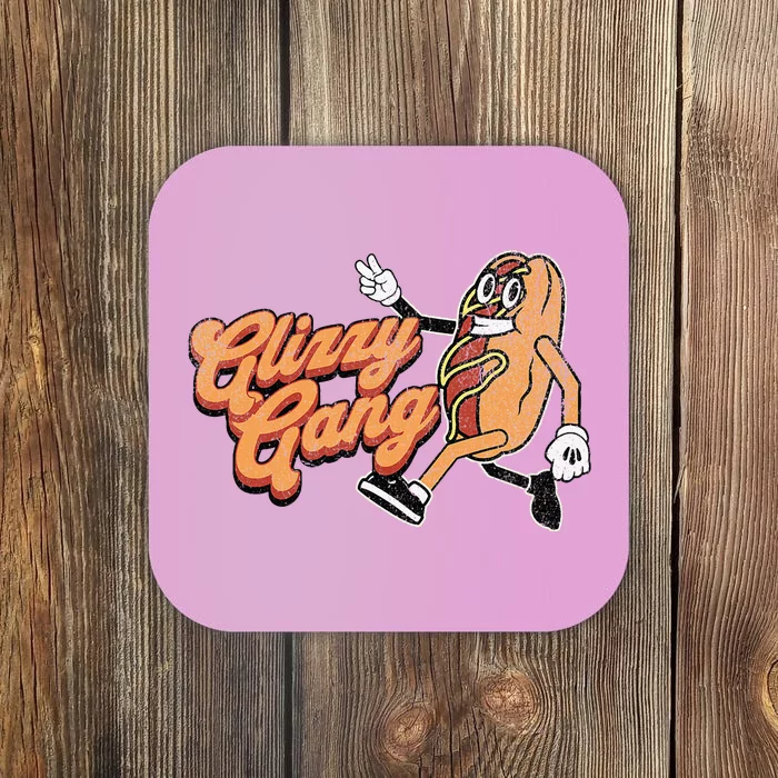 Glizzy Gang Hotdog Vintage Retro Funny Gift Coaster