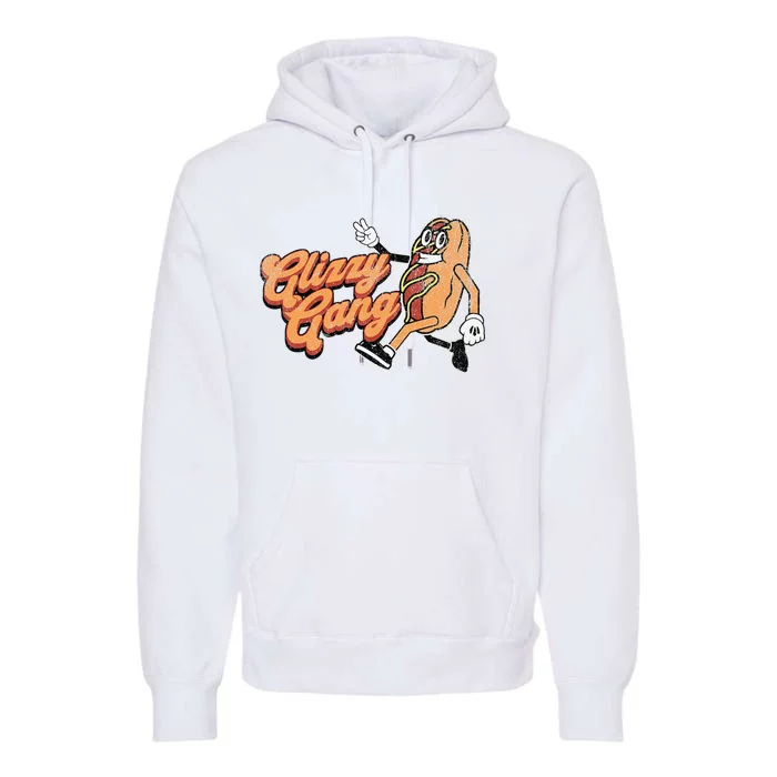 Glizzy Gang Hotdog Vintage Retro Funny Gift Premium Hoodie