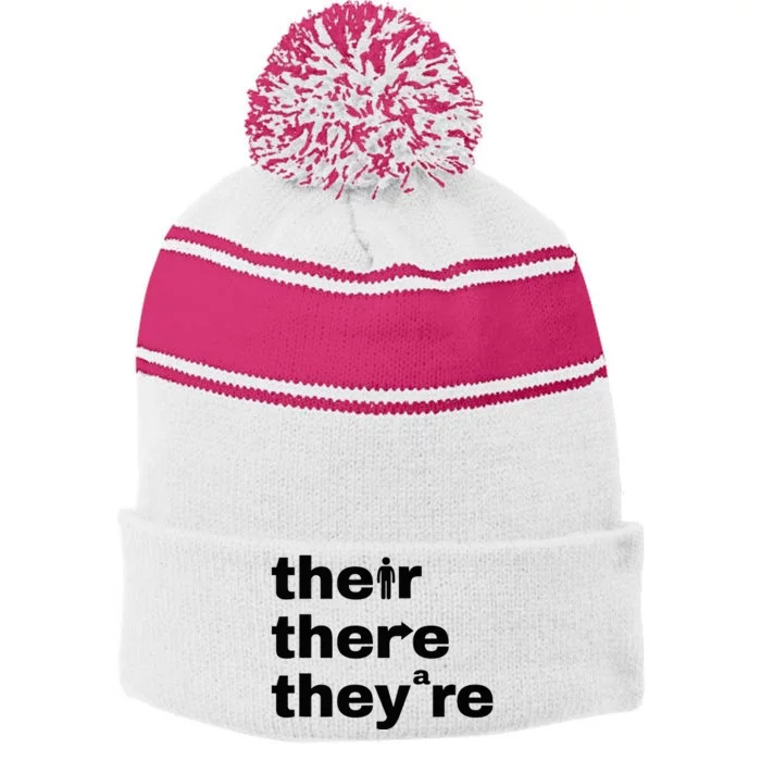 Grammar Geek Hilarious English Classroom Humor Stripe Pom Pom Beanie