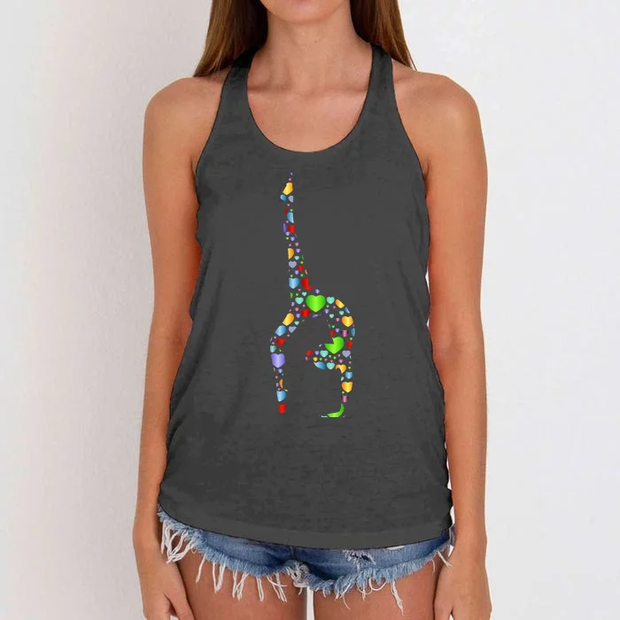 Gymnastics Gift Hearts Gymnast Gifts Women's Knotted Racerback Tank