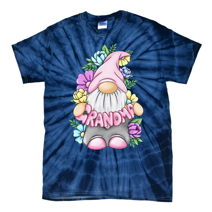 Gnome Grandma Happy Mother's Day Art Flower For Mom Gnomies Tie-Dye T-Shirt