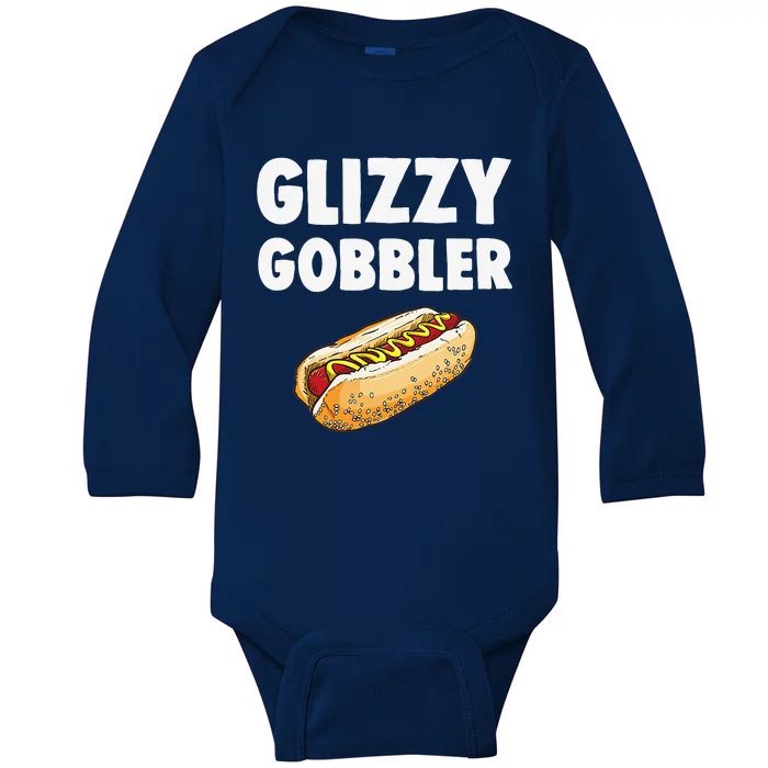 Glizzy Gobbler Hot Dog Eating Champion Funny Meme Baby Long Sleeve Bodysuit