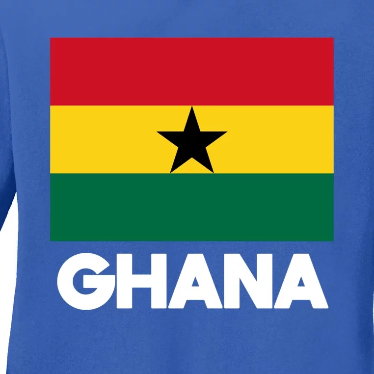 Ghana Ghanaian Heart Love Proud Melanin Flag Gift Ladies Long Sleeve Shirt