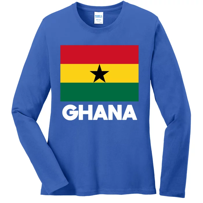 Ghana Ghanaian Heart Love Proud Melanin Flag Gift Ladies Long Sleeve Shirt