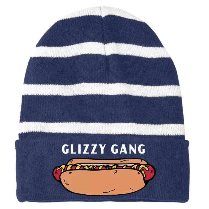 Glizzy Gang Hotdog Funny Striped Beanie with Solid Band