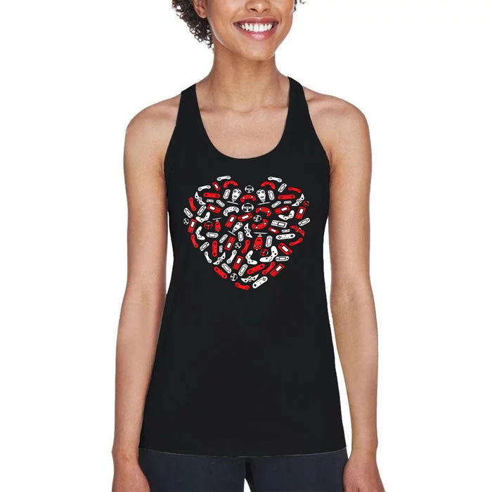 Gamer Game Heart Valentines Day Lover Women's Racerback Tank