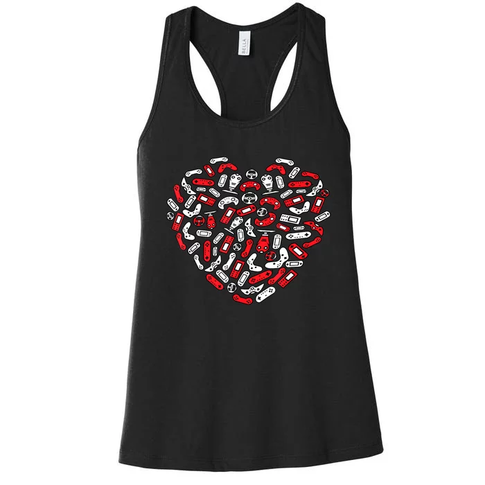 Gamer Game Heart Valentines Day Lover Women's Racerback Tank