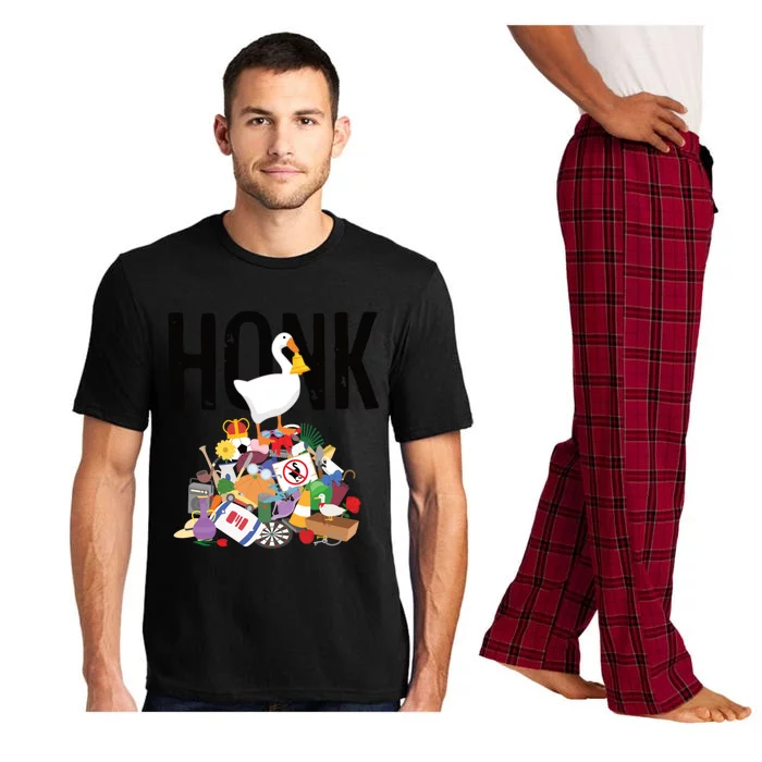 Goose Game Honk Untitled Goose Addiction Press Y To Honk Funny Gift Pajama Set