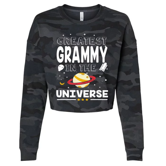 Greatest Grammy In The Universe Science Spaceship Family Cropped Pullover Crew