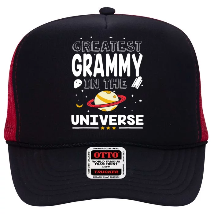 Greatest Grammy In The Universe Science Spaceship Family High Crown Mesh Trucker Hat