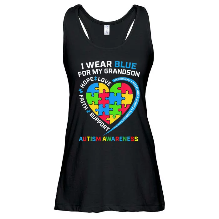 Grandma Grandpa I Wear Blue For My Grandson Autism Awareness Ladies Essential Flowy Tank