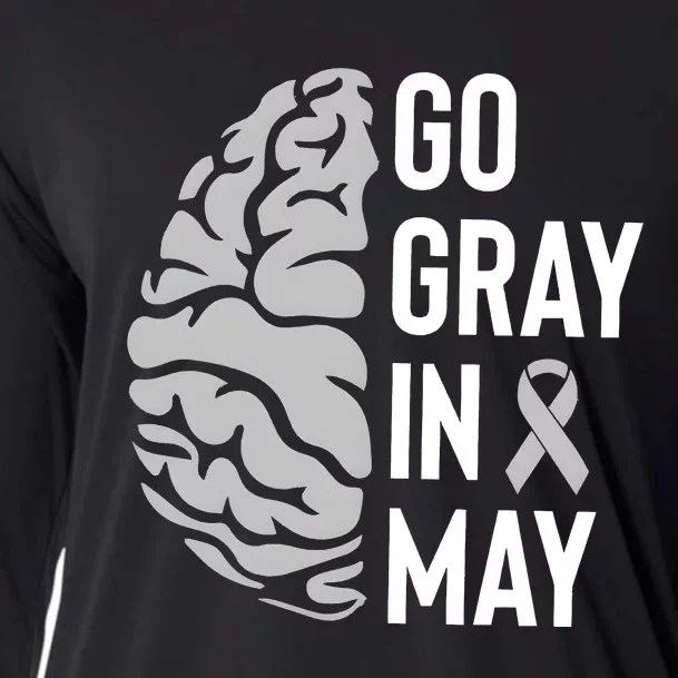 Go Gray In May Brain Tumor Awareness Cooling Performance Long Sleeve Crew