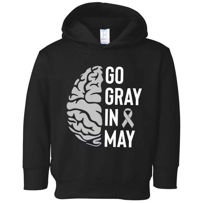 Go Gray In May Brain Tumor Awareness Toddler Hoodie