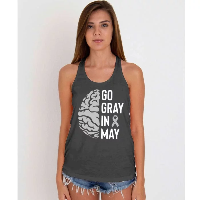 Go Gray In May Brain Tumor Awareness Women's Knotted Racerback Tank