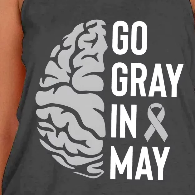 Go Gray In May Brain Tumor Awareness Women's Knotted Racerback Tank