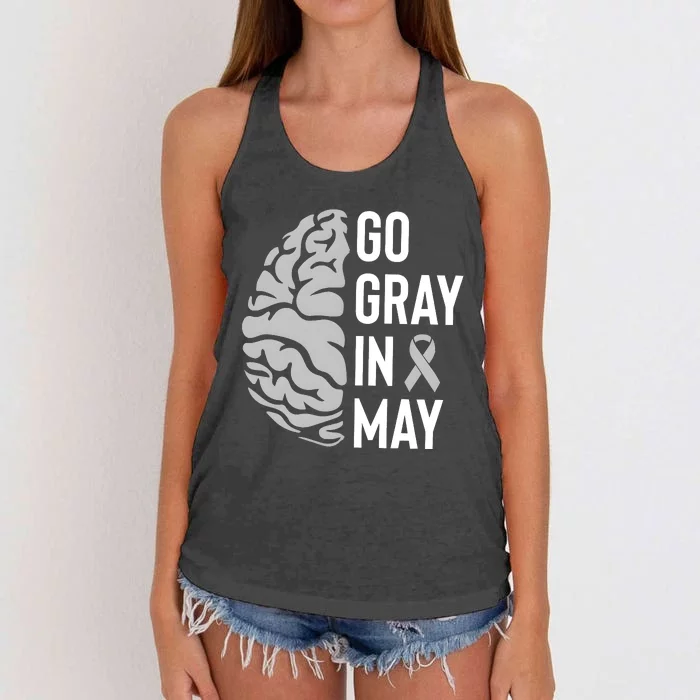 Go Gray In May Brain Tumor Awareness Women's Knotted Racerback Tank