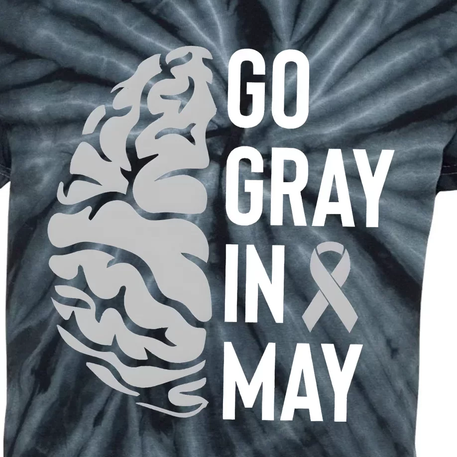 Go Gray In May Brain Tumor Awareness Kids Tie-Dye T-Shirt