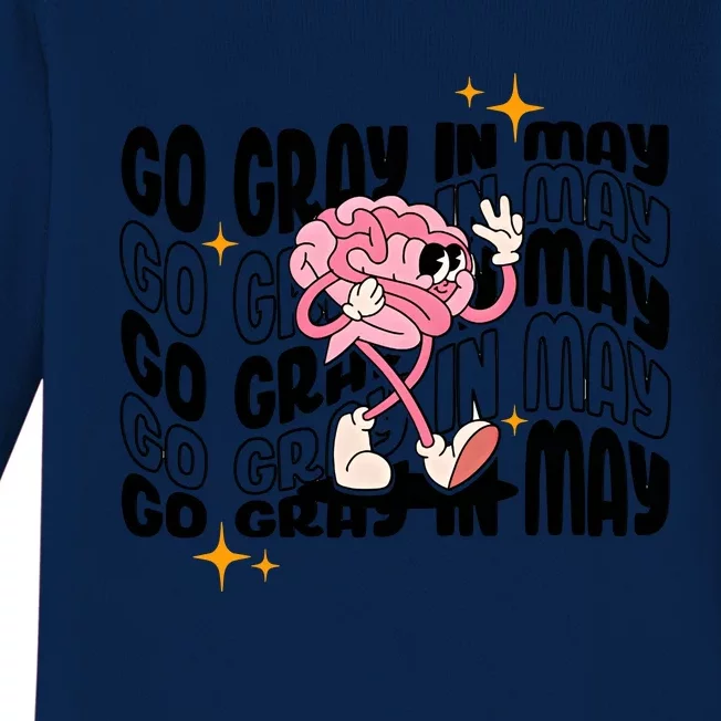 Go Gray In May Brain Tumor Awareness Nurse Brain Mental Brain Cancer Patients Baby Long Sleeve Bodysuit